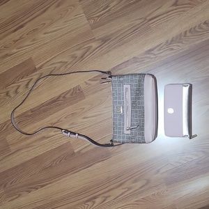 2 piece Anne Klein over the shoulder purse bag full size wallet gold peach lot